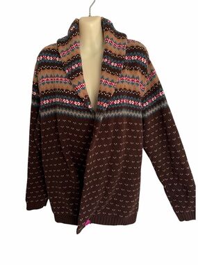 Vintage Chaps Southwestern Theme Shawl Collar Open Cardigan Size XL 100% Cotton